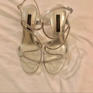 NINA New York silver crystal heeled sandals